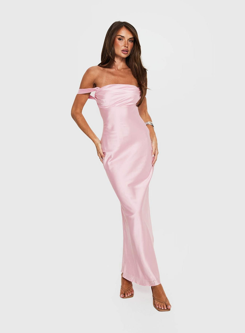 Azura Off The Shoulder Maxi Dress Pink