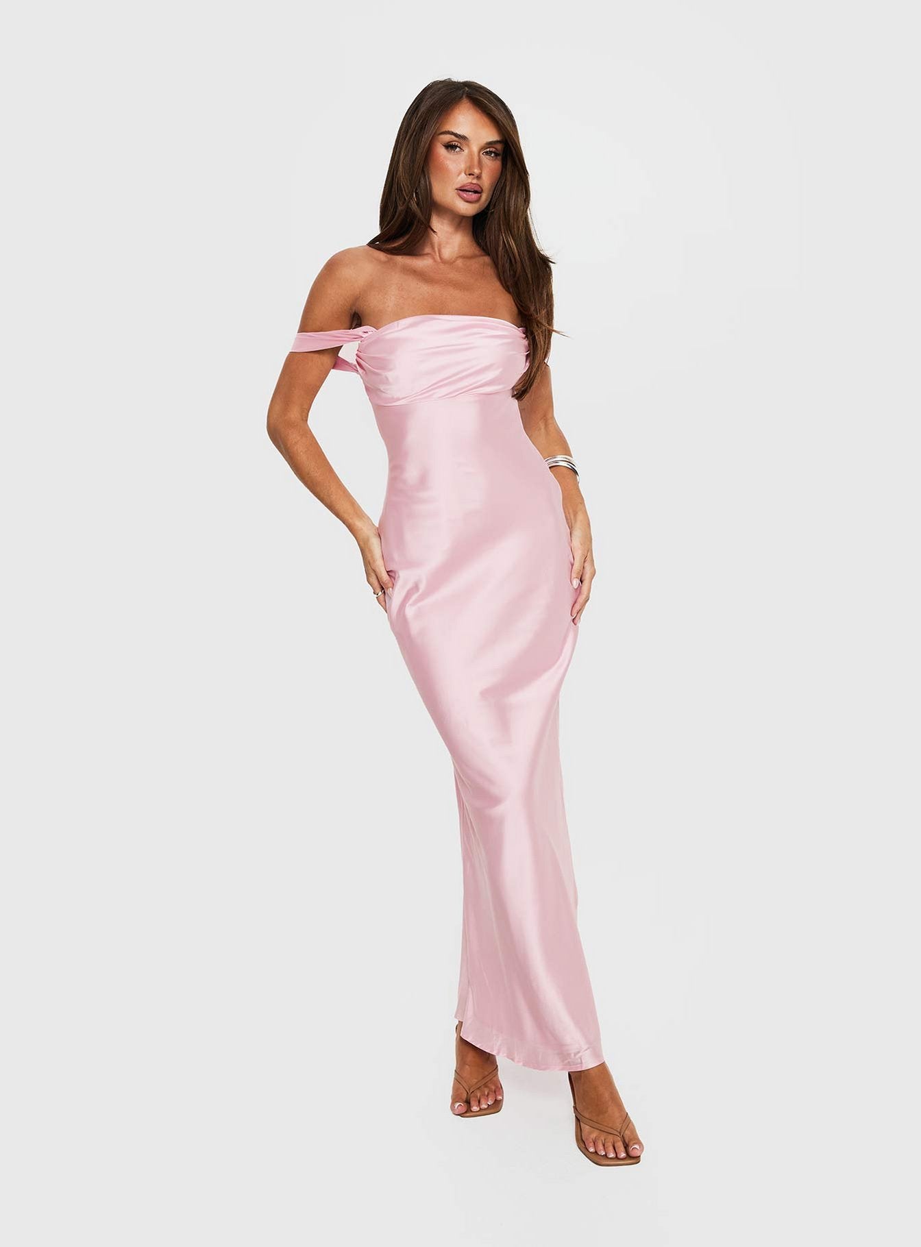 Azura Off The Shoulder Maxi Dress Pink