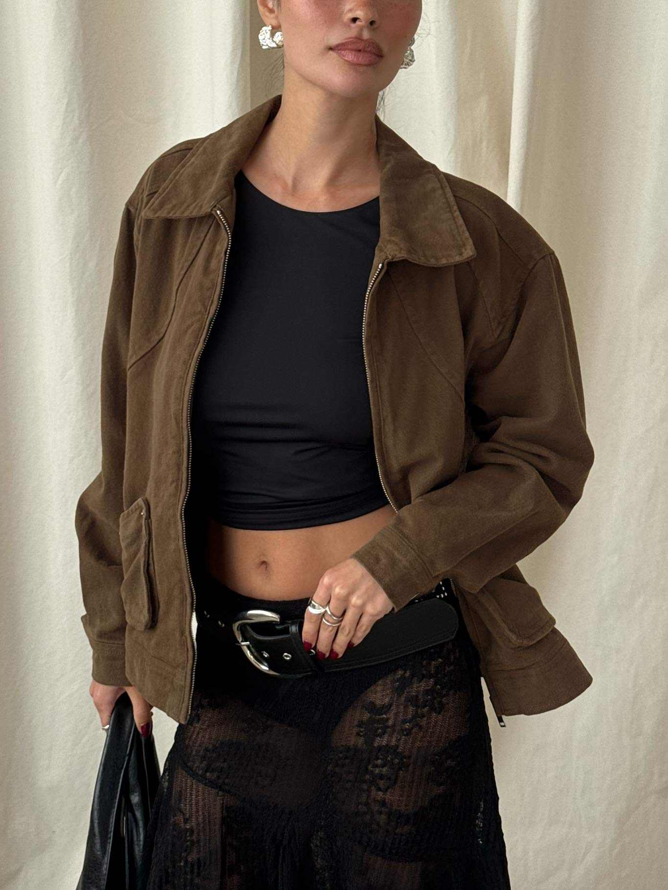 Nelsie Collared Oversized Jacket Green