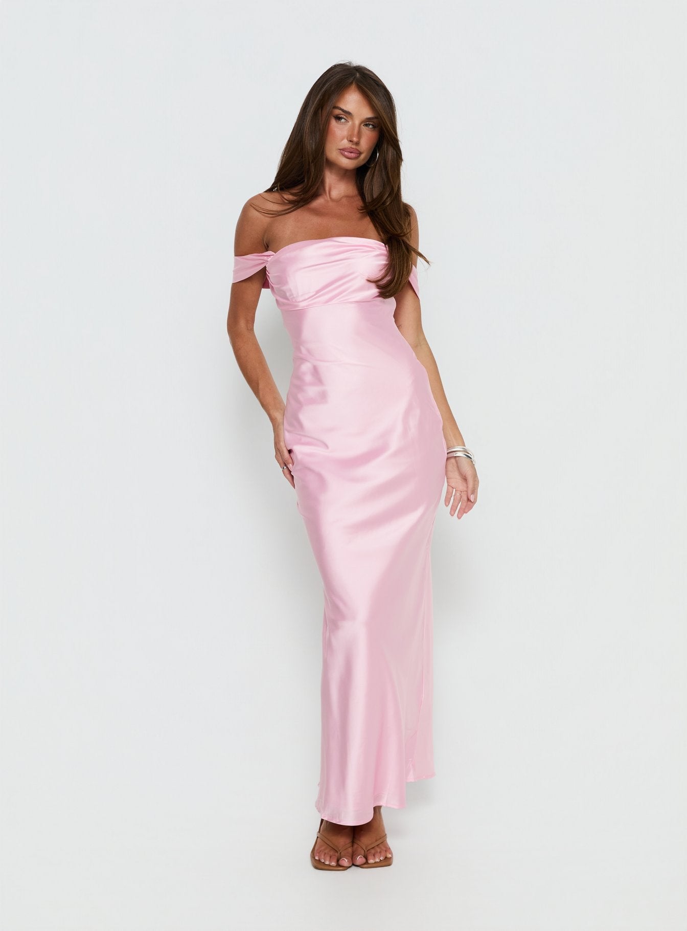 Azura Off The Shoulder Maxi Dress Pink