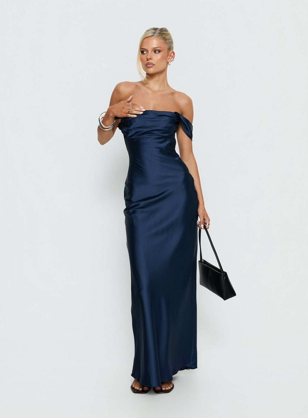 Azura Off The Shoulder Maxi Dress Navy