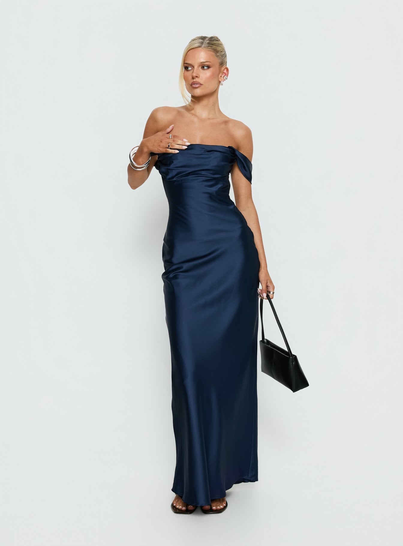 Azura Off The Shoulder Maxi Dress Navy
