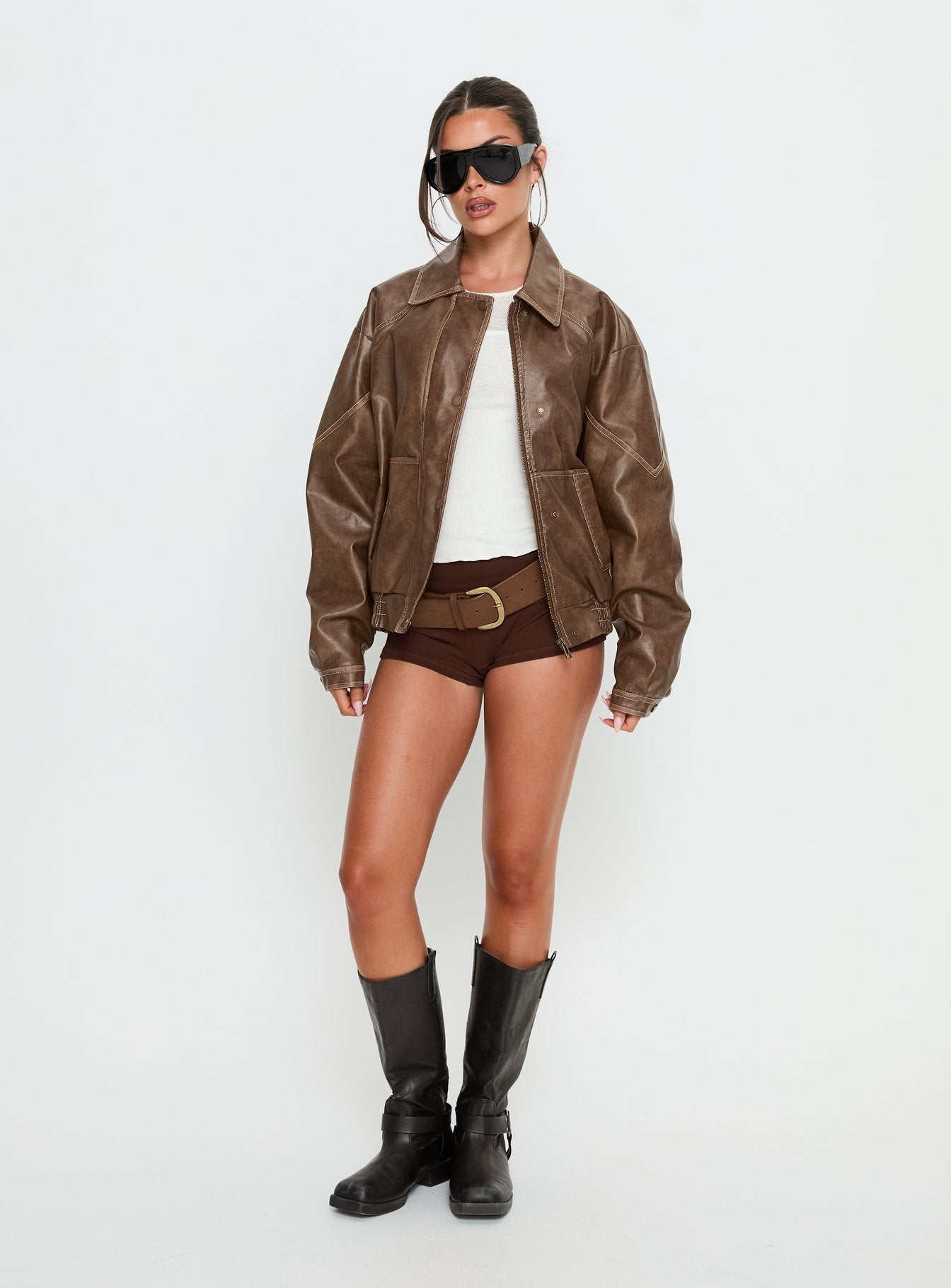Jaxton Faux Leather Jacket Light Brown
