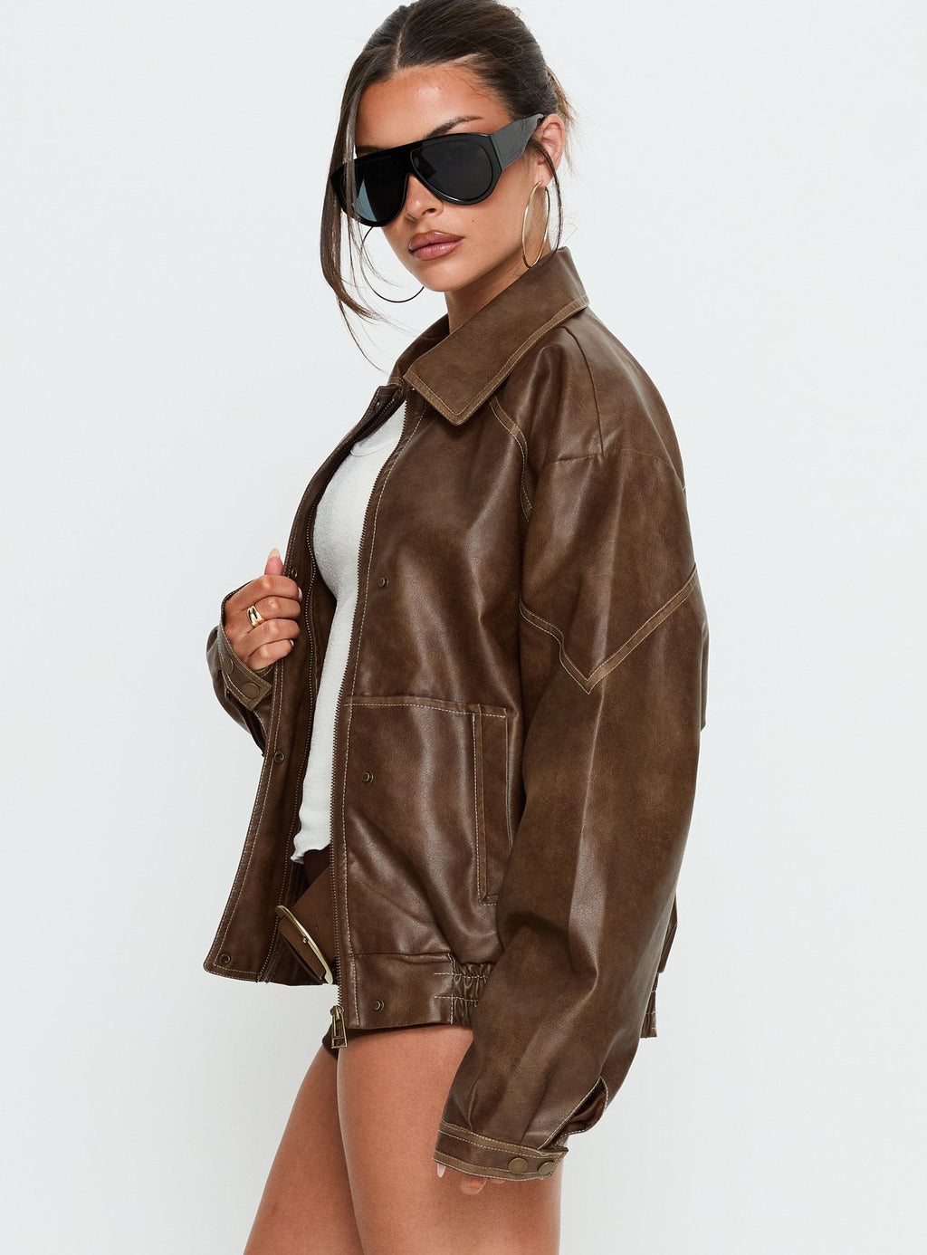 Jaxton Faux Leather Jacket Light Brown