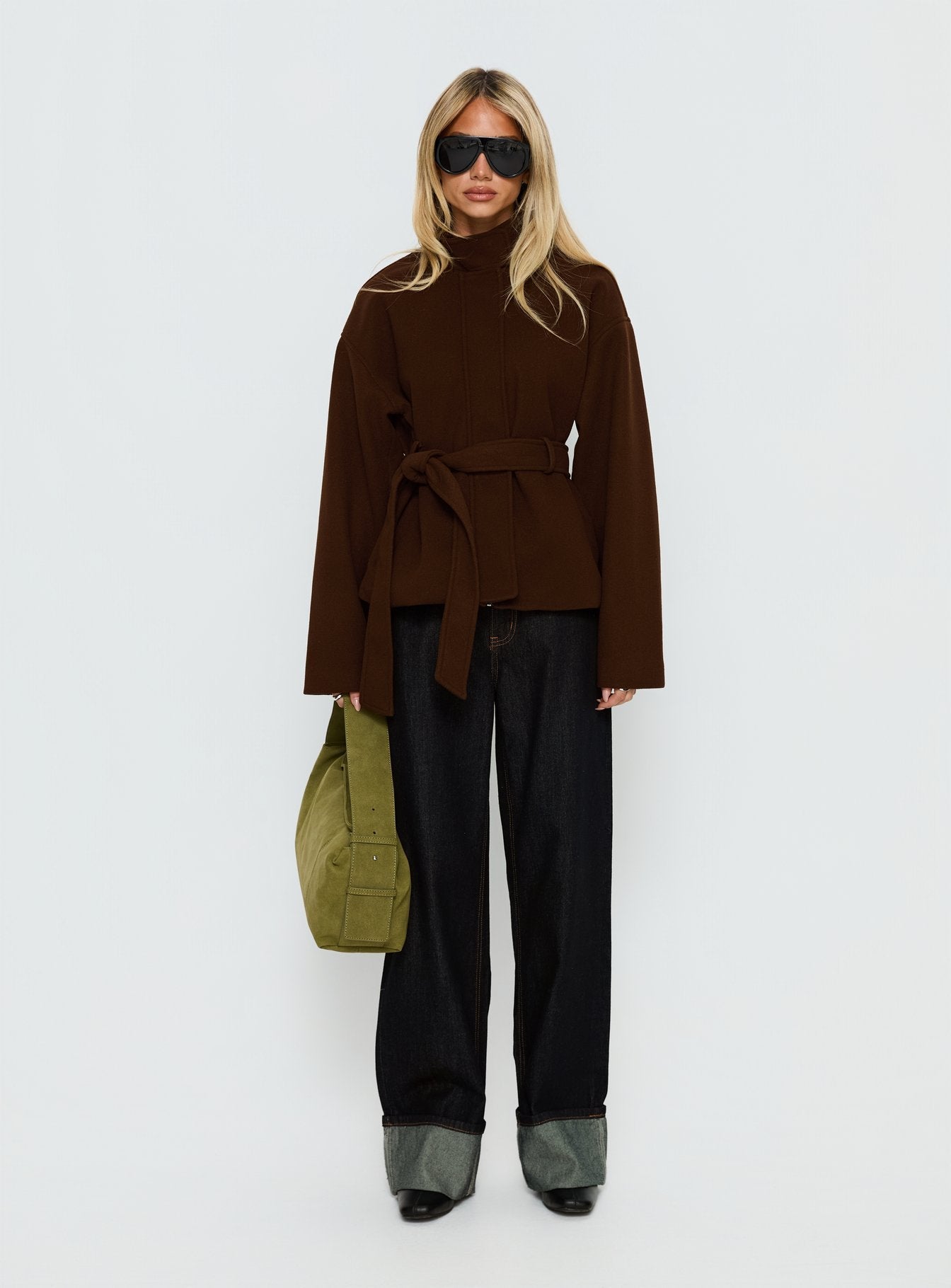 Tameeka Funnel Neck Coat Brown