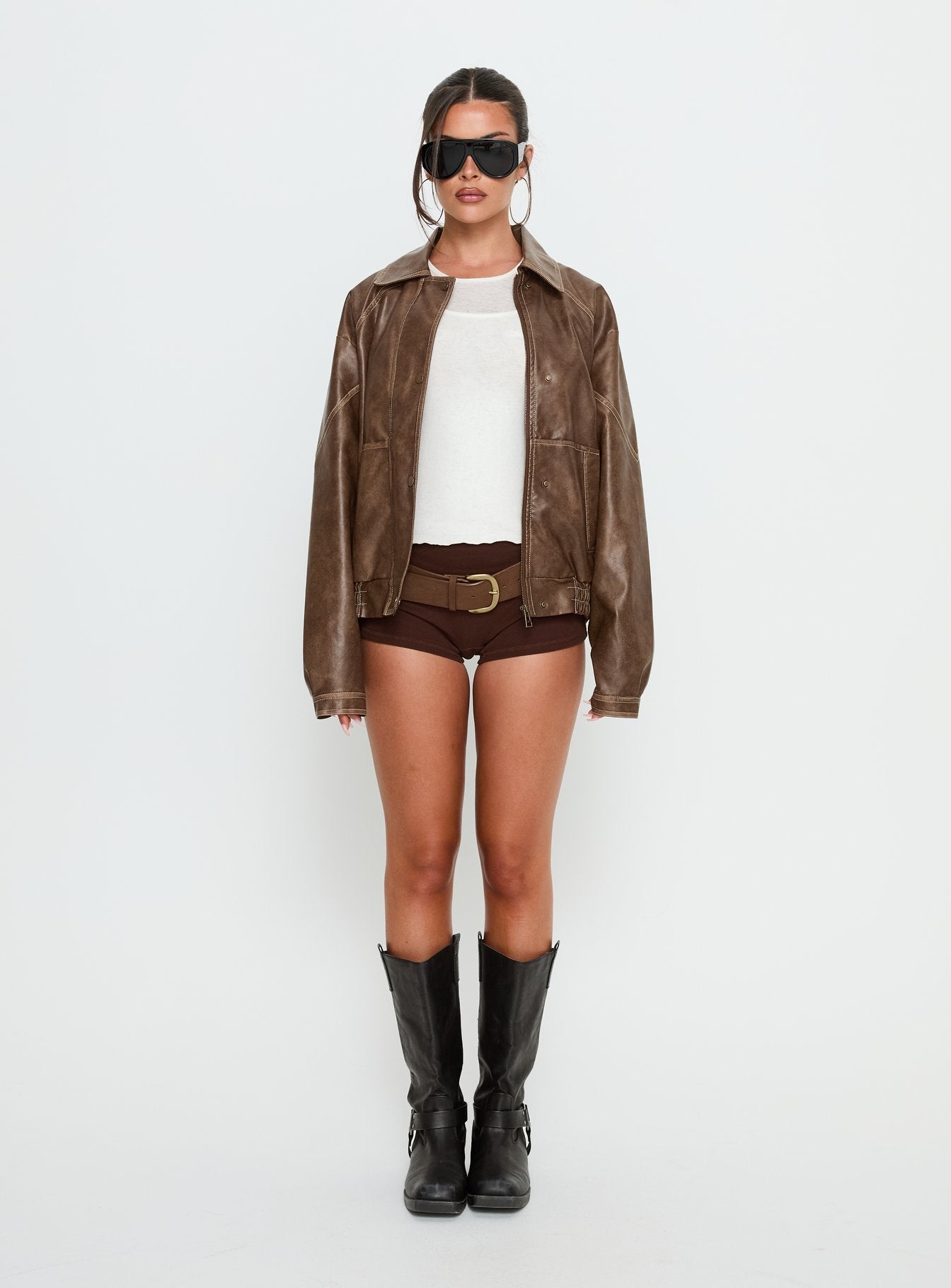 Jaxton Faux Leather Jacket Light Brown