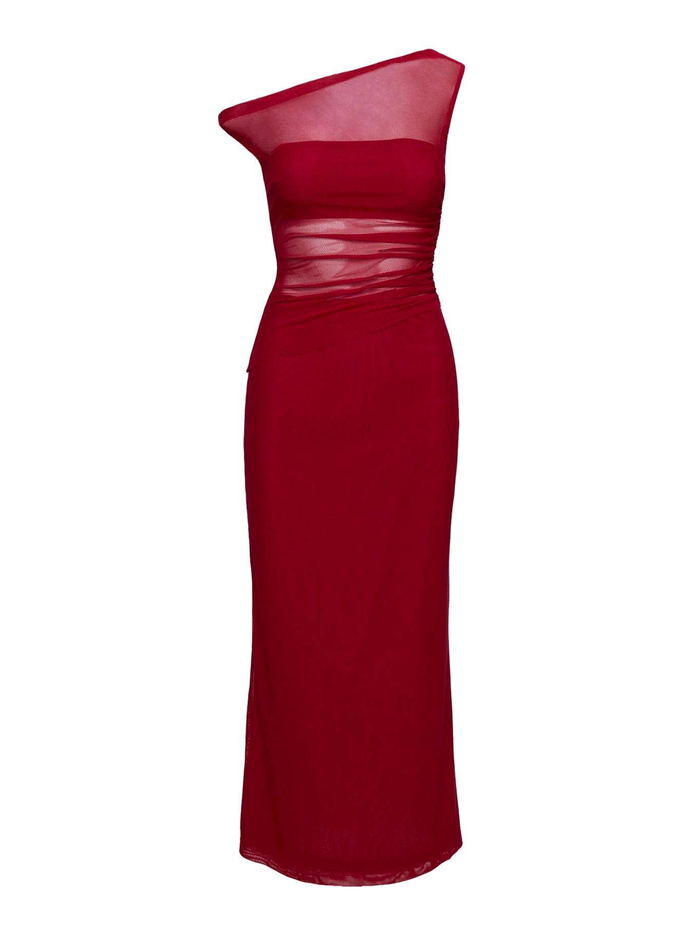 Aristocrat One Shoulder Mesh Set Red Petite