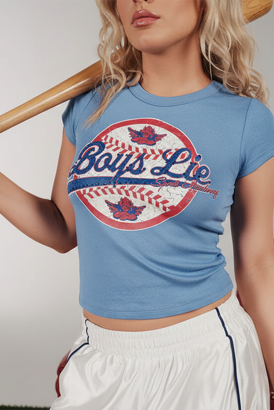 Boys Lie Sporting Blues Baby Tee