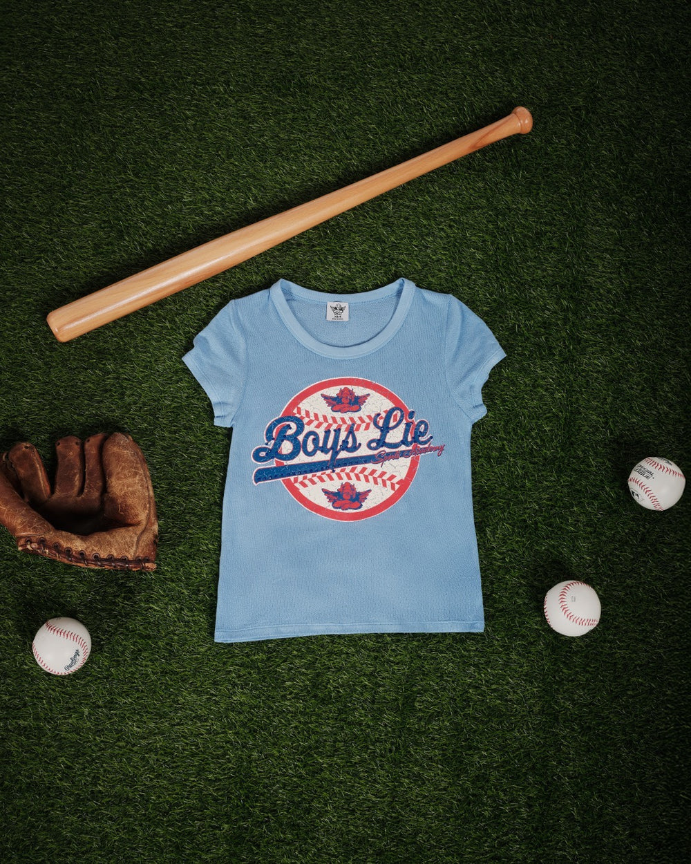 Boys Lie Sporting Blues Baby Tee